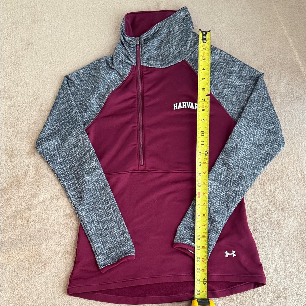Under Armour (Harvard) Women's Burgundy and Gray Quarter-Zip Sweatshirt - Size S